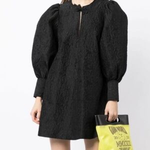 GANNI jacquard organza mini dress black 34 (XS 0)